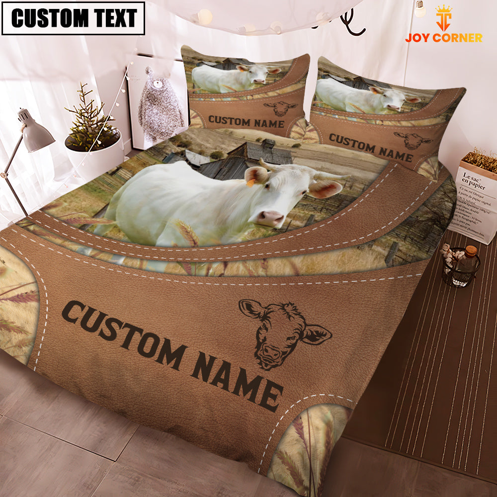 Custom Name Charolais On Farm Bedding Set