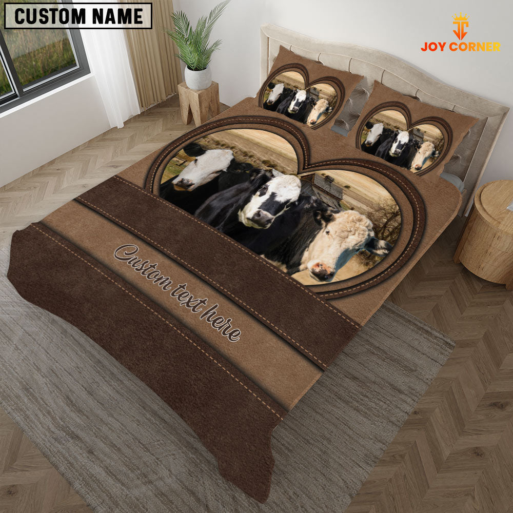 Black Hereford In Heart Custom Name Bedding Set