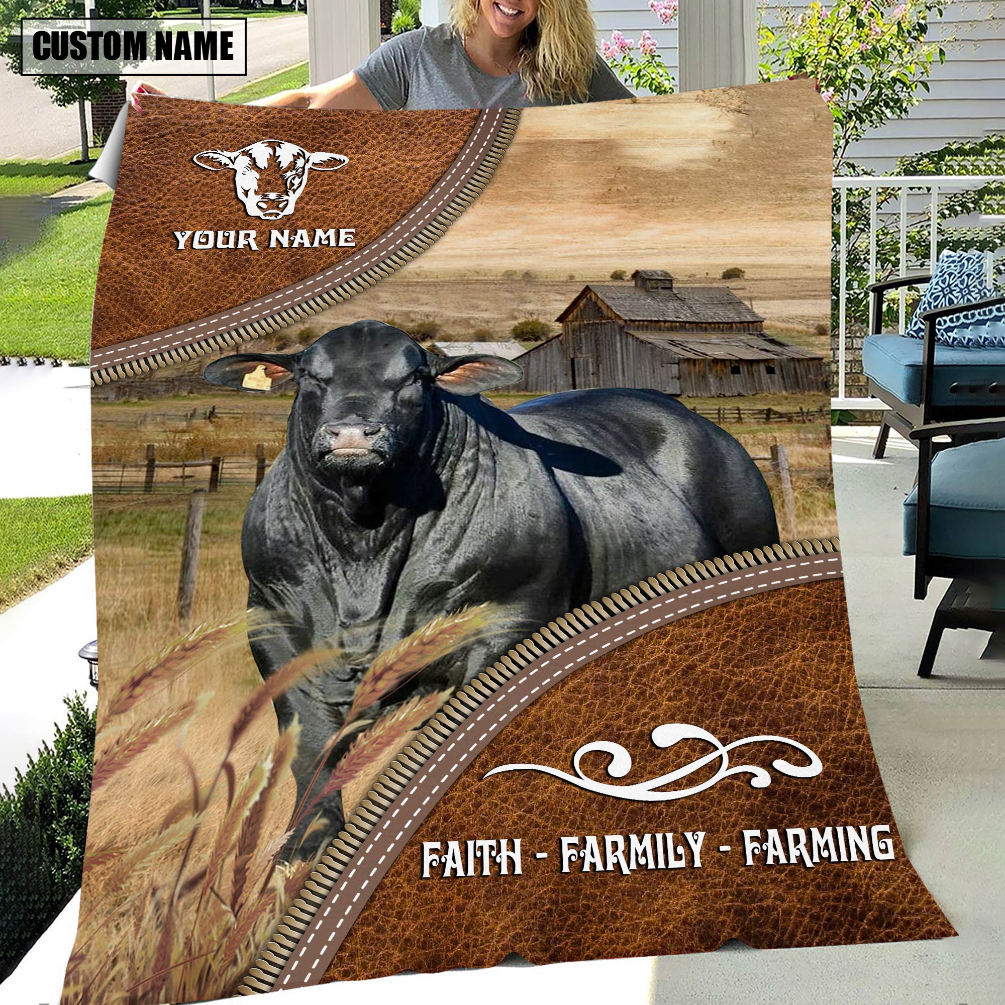 Personalized Name Brangus Faith Family Farming Blanket