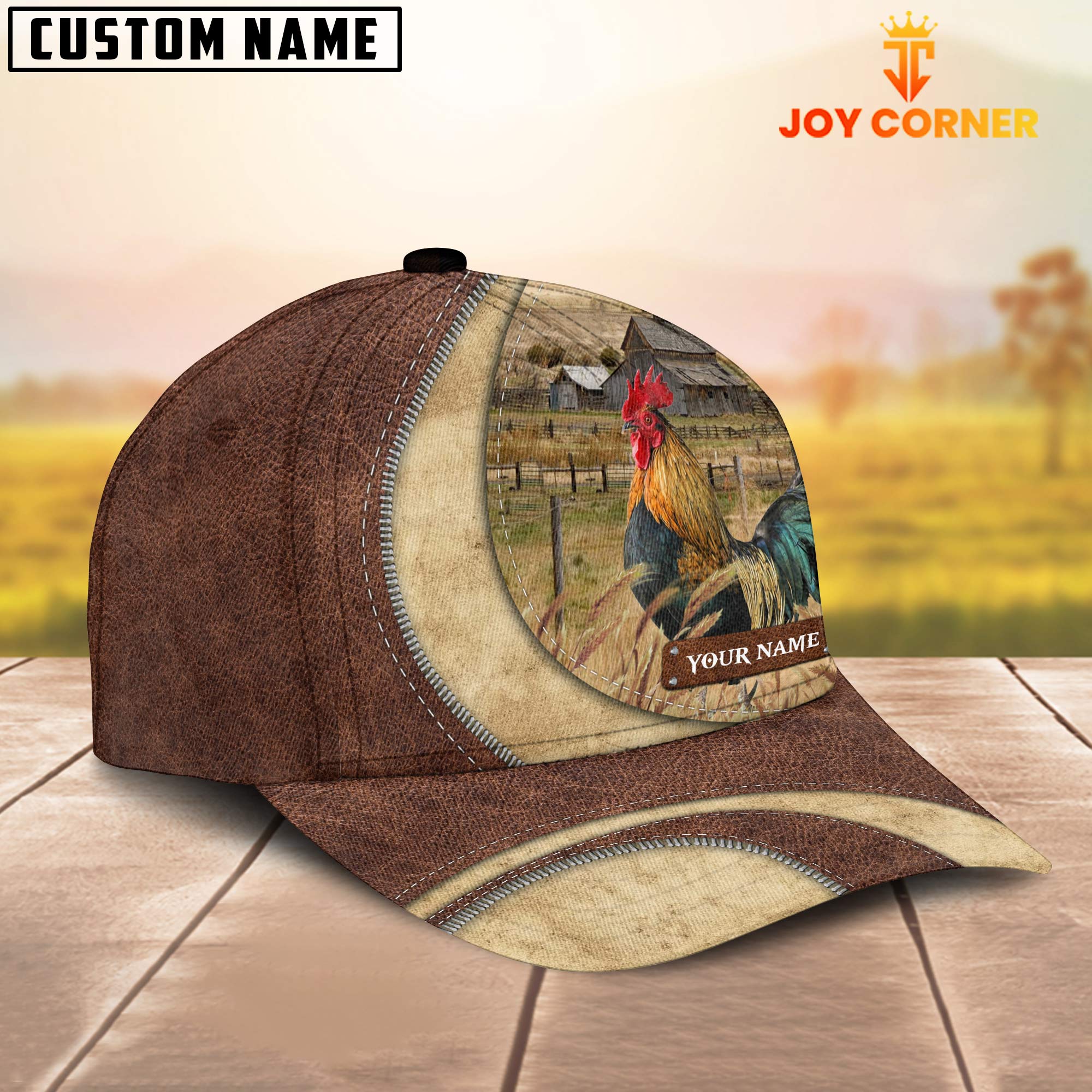 Rooster Chicken Customized Name Farm Barn Cap