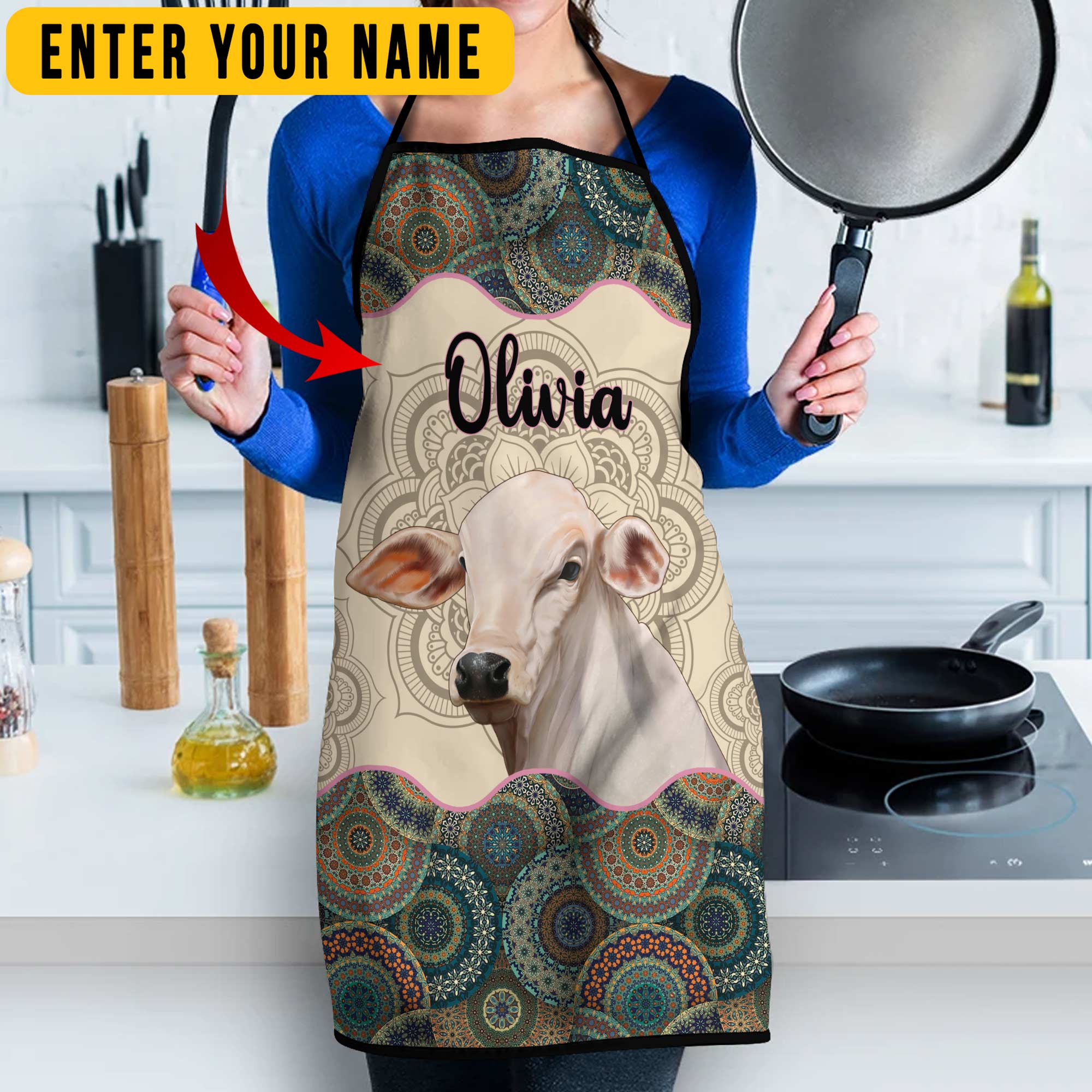 Mandala Pattern Brahman All Over Printed 3D Apron