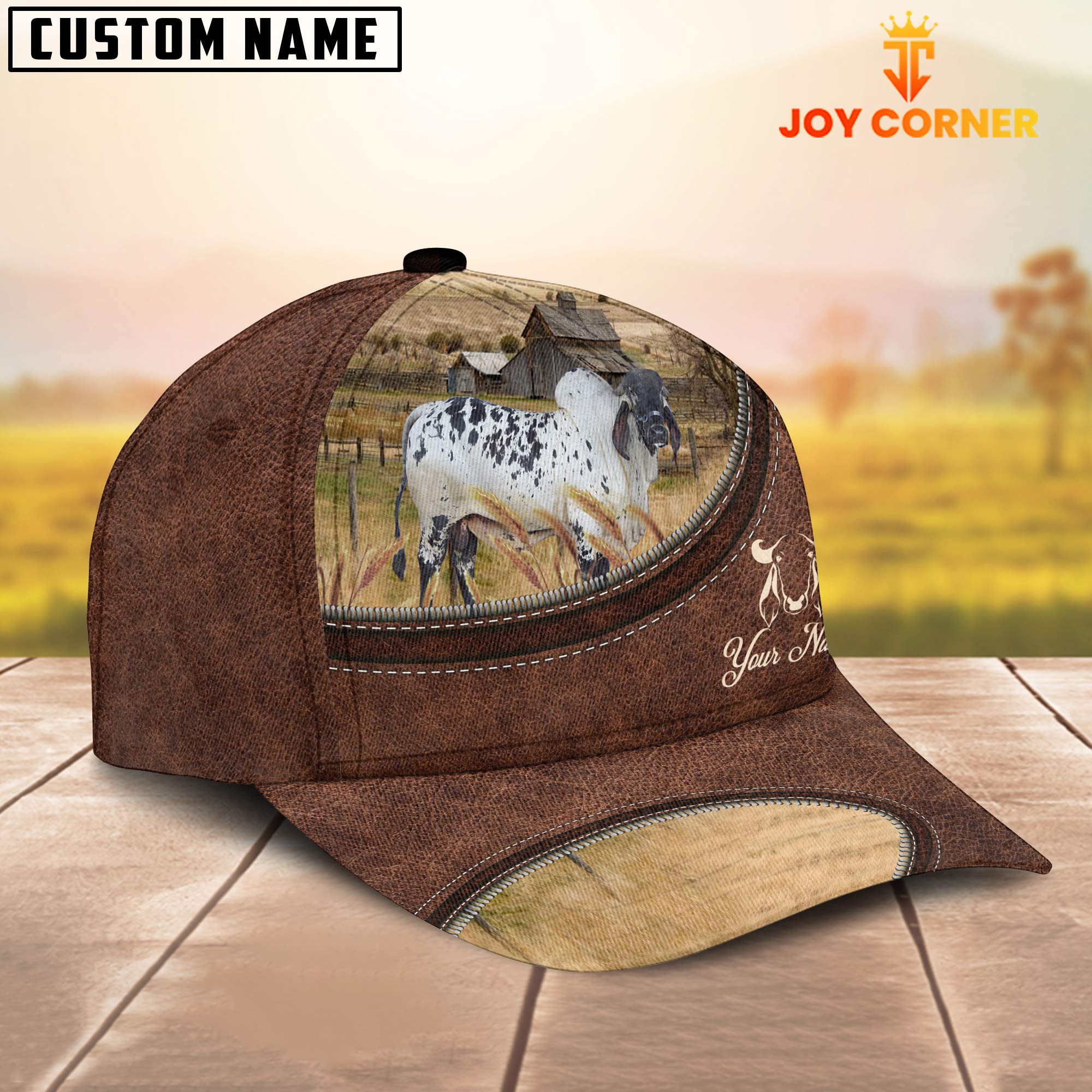 Sardo Negro On The Farm Customized Name Leather Pattern Cap