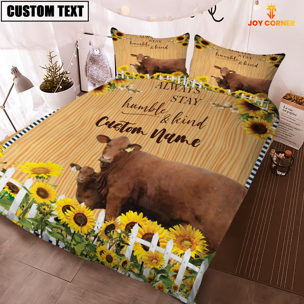 Beefmaster Stay Humble And Kind Custom Name Bedding Set