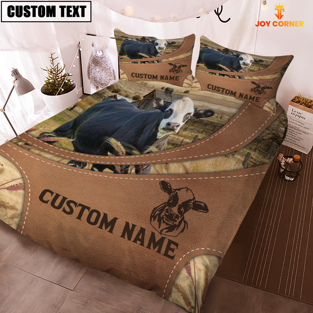 Custom Name Black Baldy On Farm Bedding Set