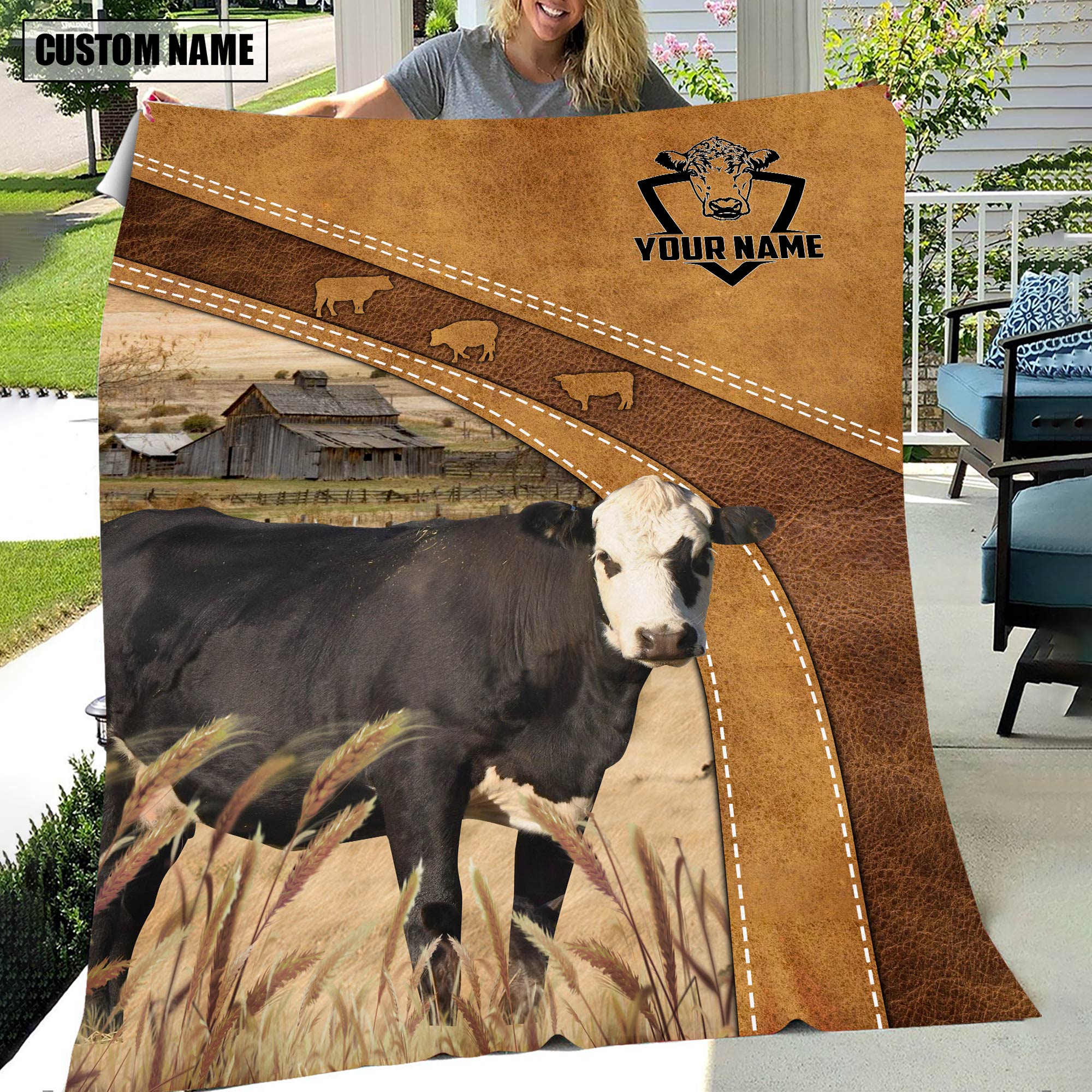 Black Hereford Custom Name Blanket Collection