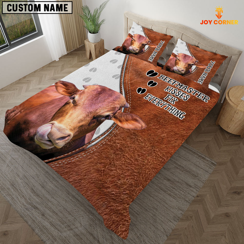 Beefmaster Kisses Fix Everything Custom Name Bedding Set