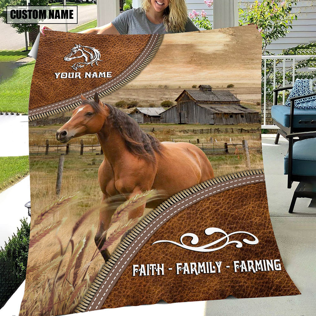 Personalized Name Horse Faith Family Farming Blanket