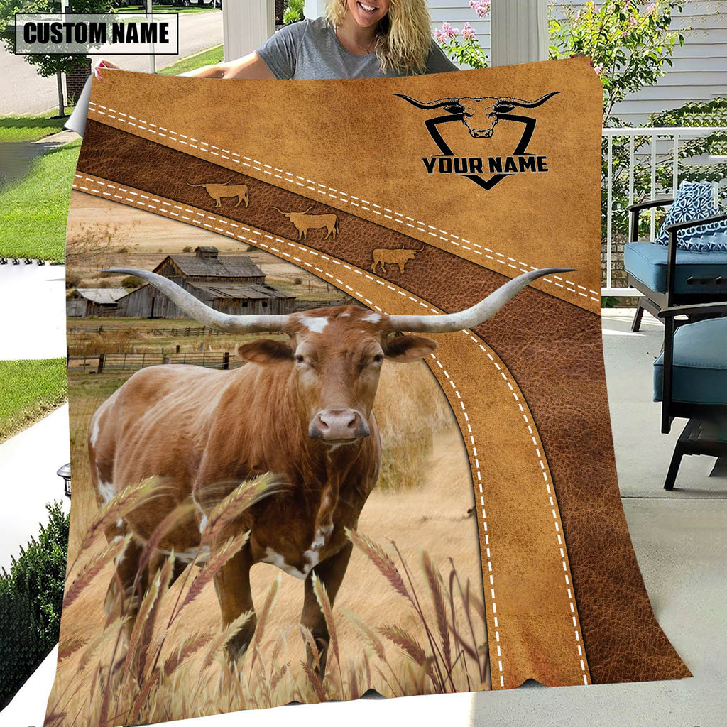Texas Longhorn Custom Name Blanket Collection