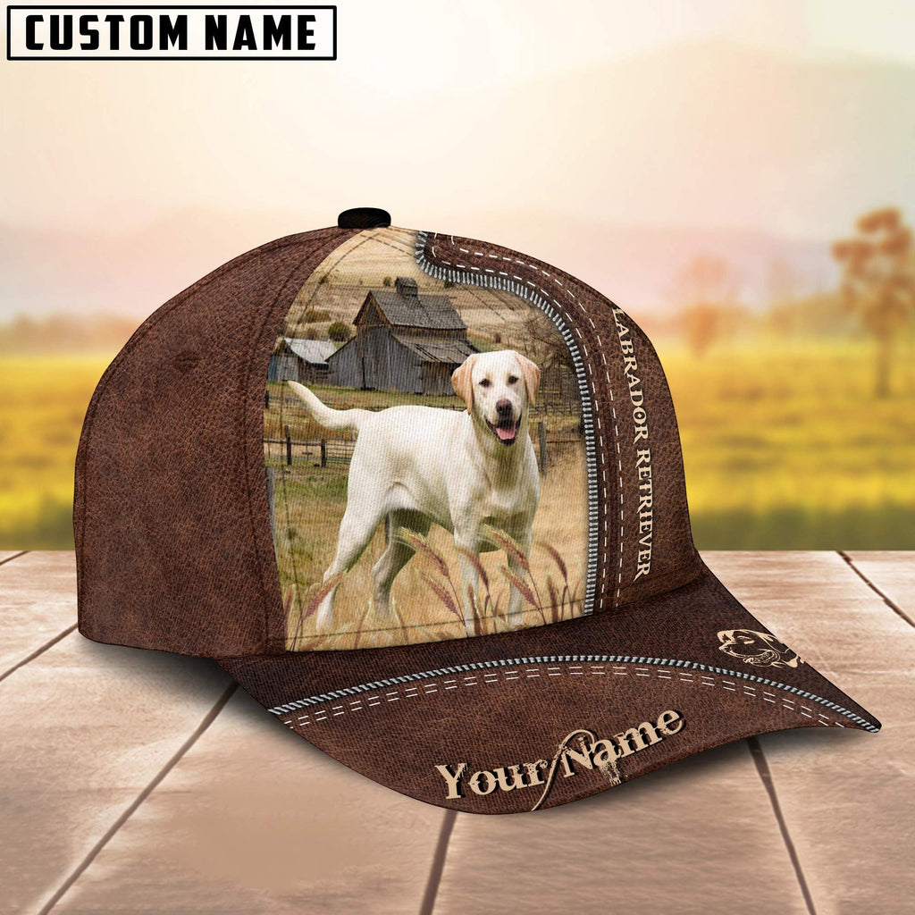 Labrador Retriever Customized Name Leather Pattern Cap
