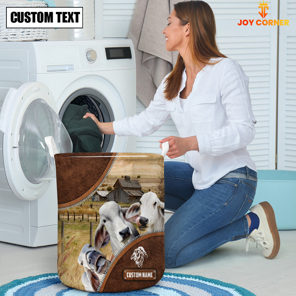 Brahman Cow Custom Name Laundry Basket