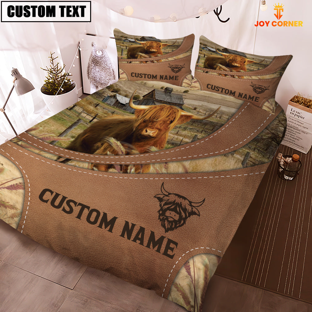 Custom Name Highland On Farm Bedding Set