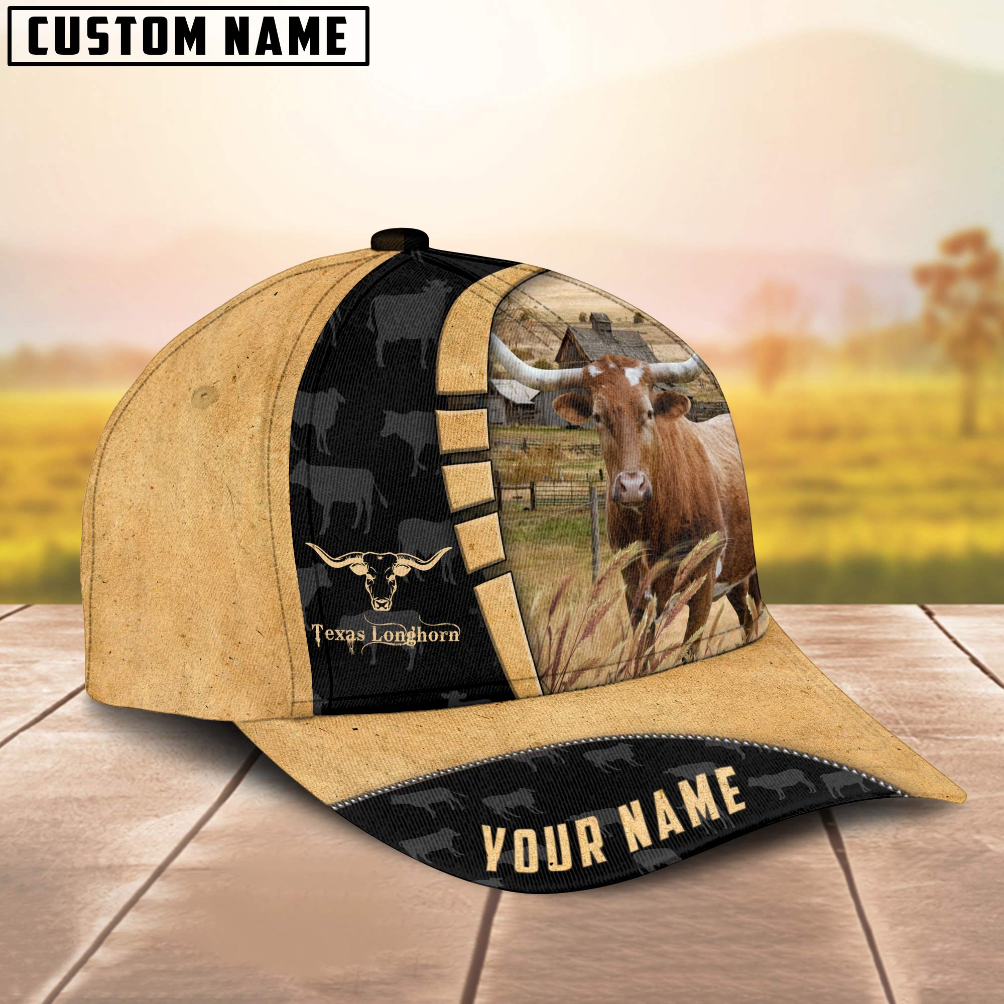Custom Name Texas Longhorn Cattle 3D Cap