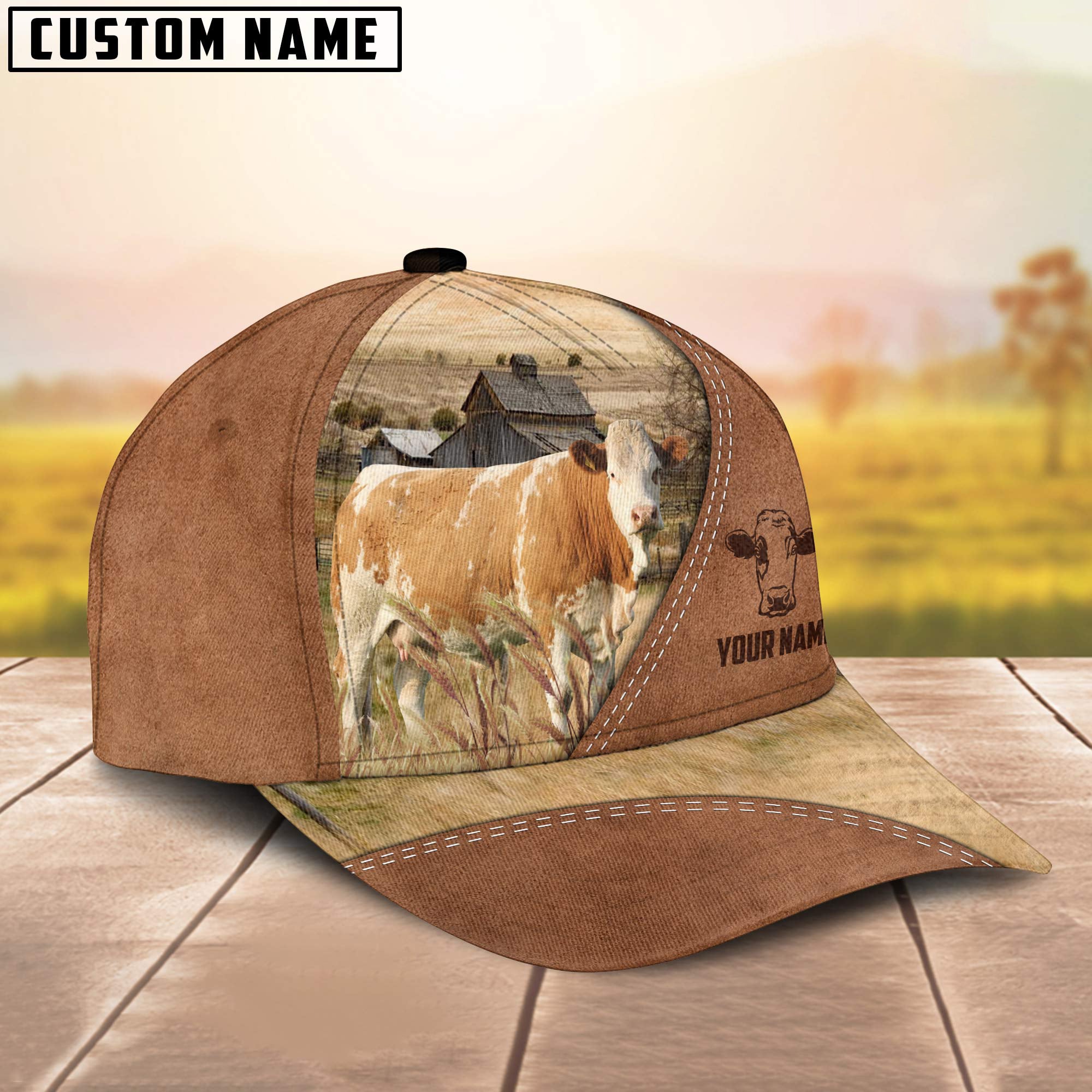 Fleckvieh Customized Name Brown Cap