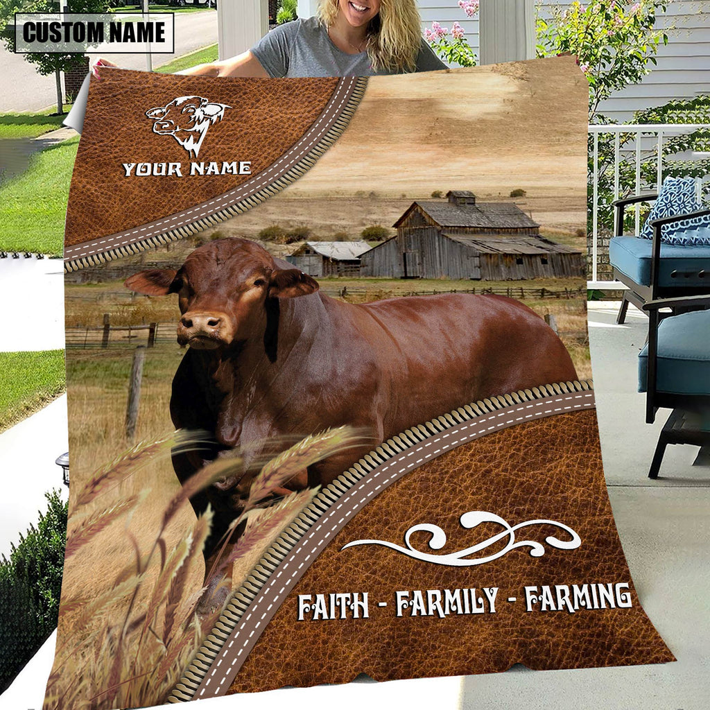 Personalized Name Beefmaster Faith Family Farming Blanket