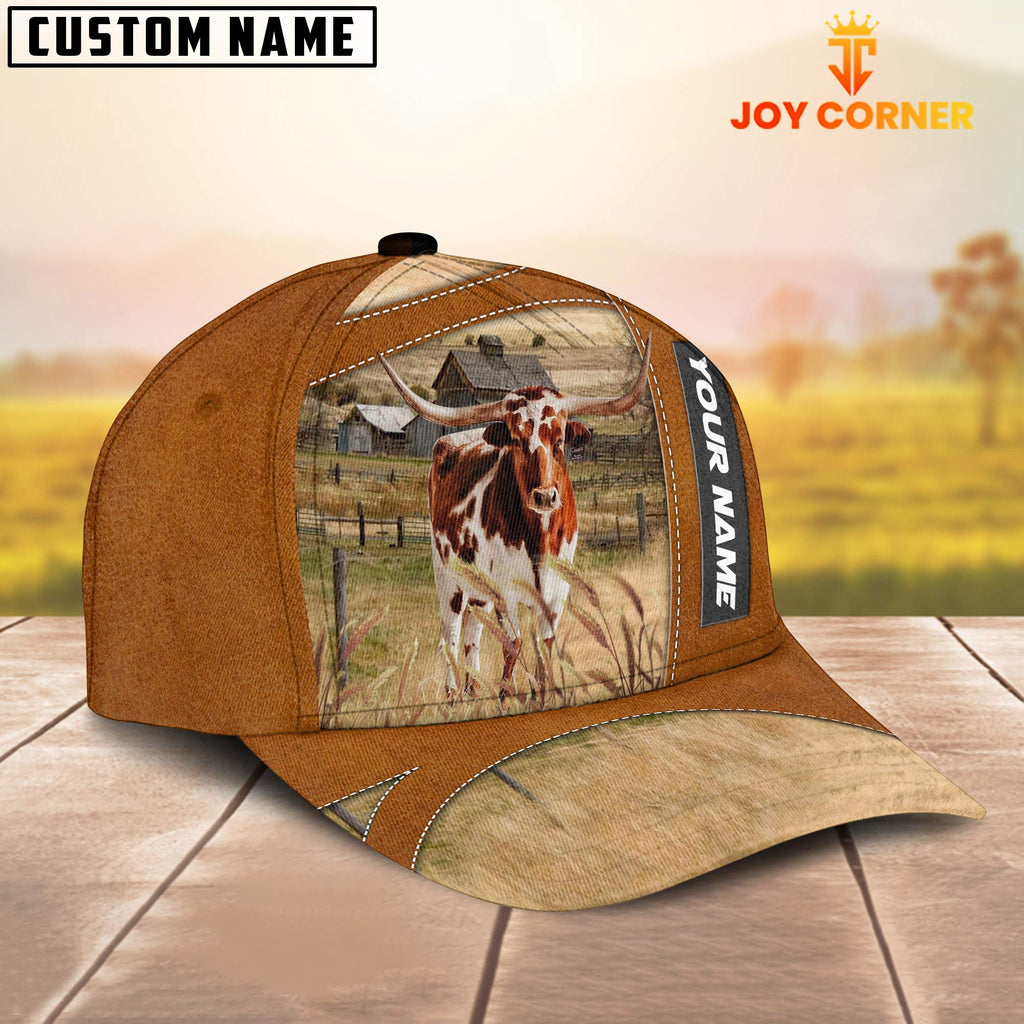 Texas Longhorn Customized Name Brown Cap
