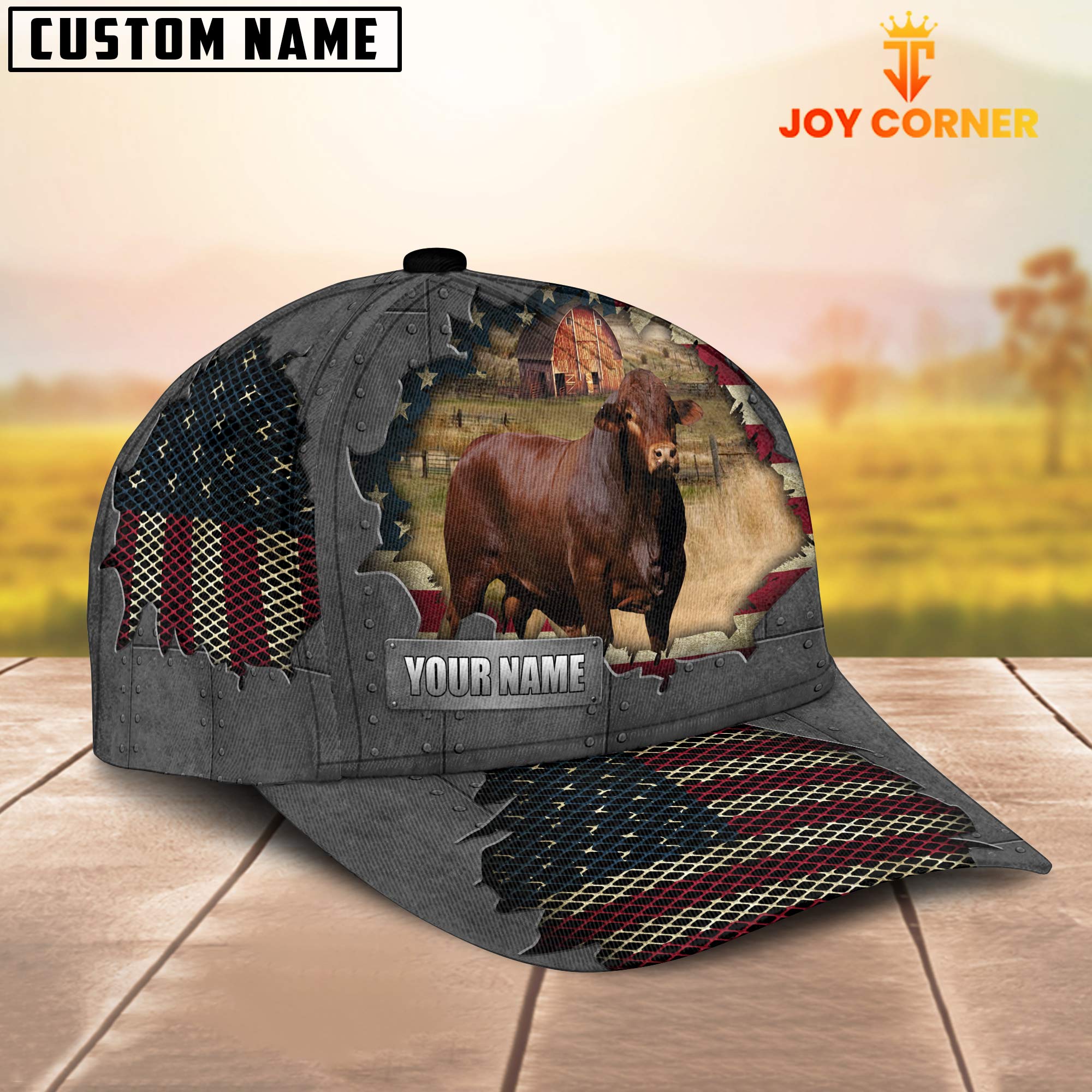Beefmaster Customized Name US Flag Net Cap