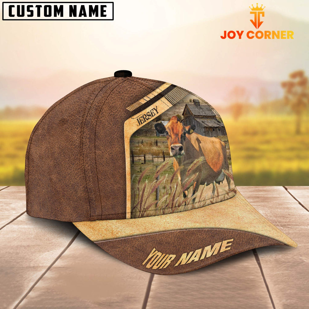 Jersey Cattle Customized Name Brown Farm Cap