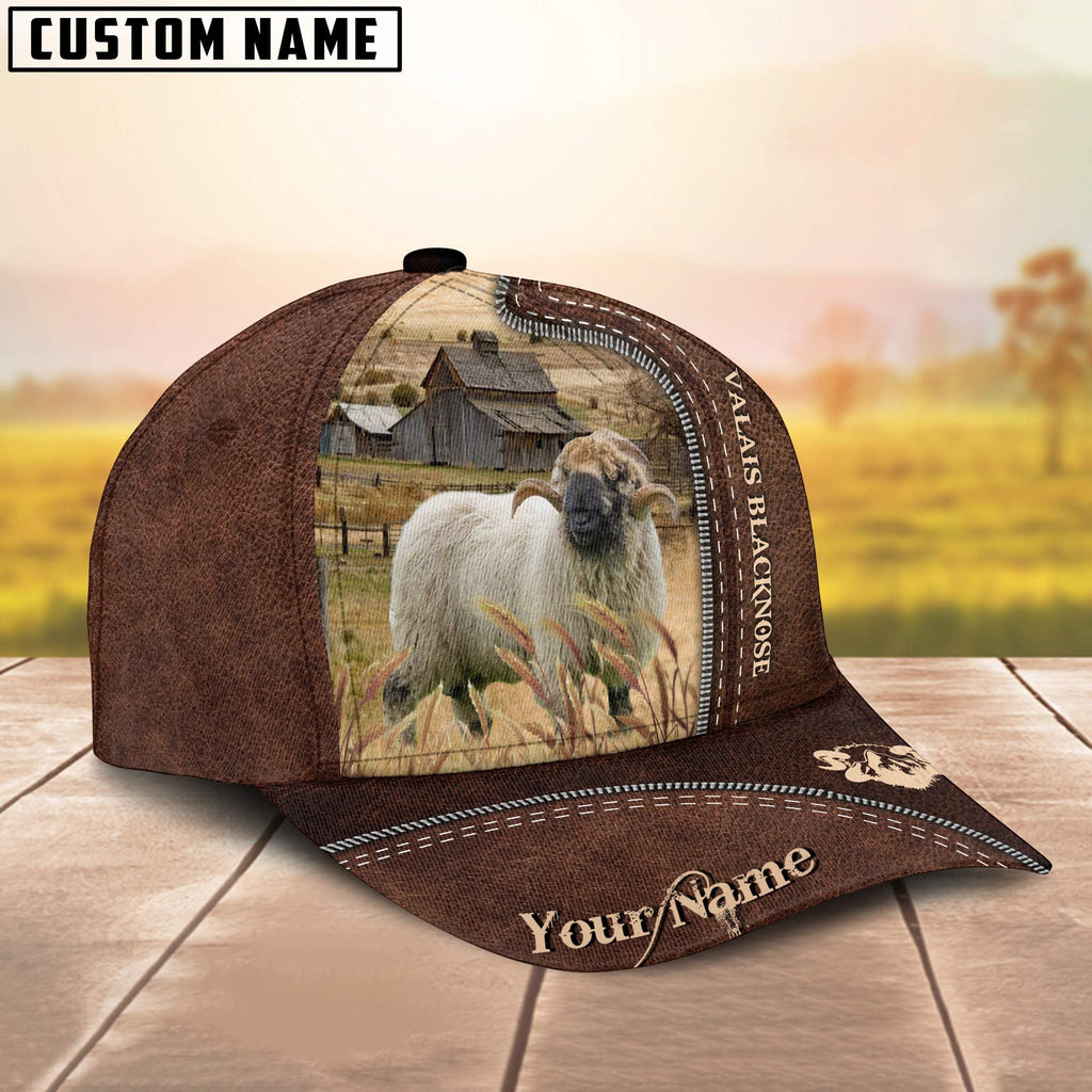 Valais Blacknose Customized Name Leather Pattern Cap