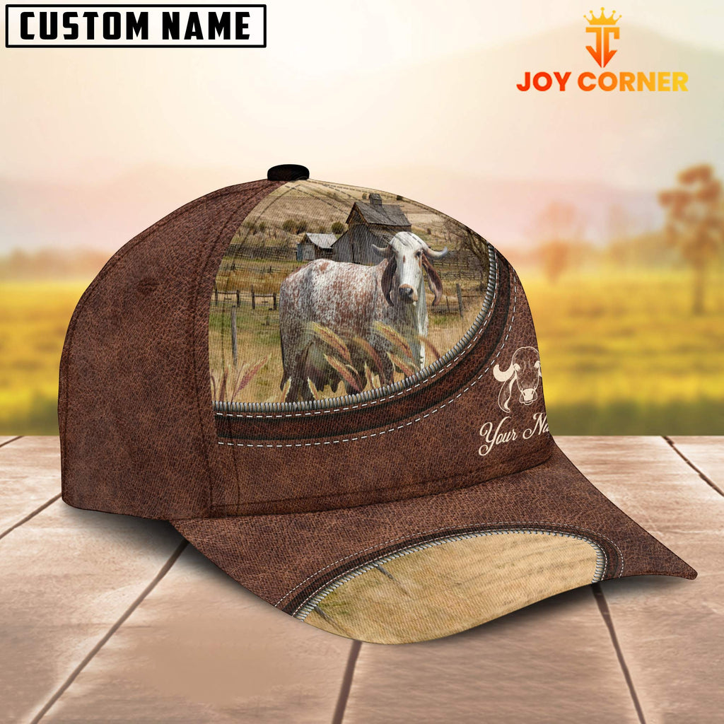 GYR Cattle On The Farm Customized Name Leather Pattern Cap