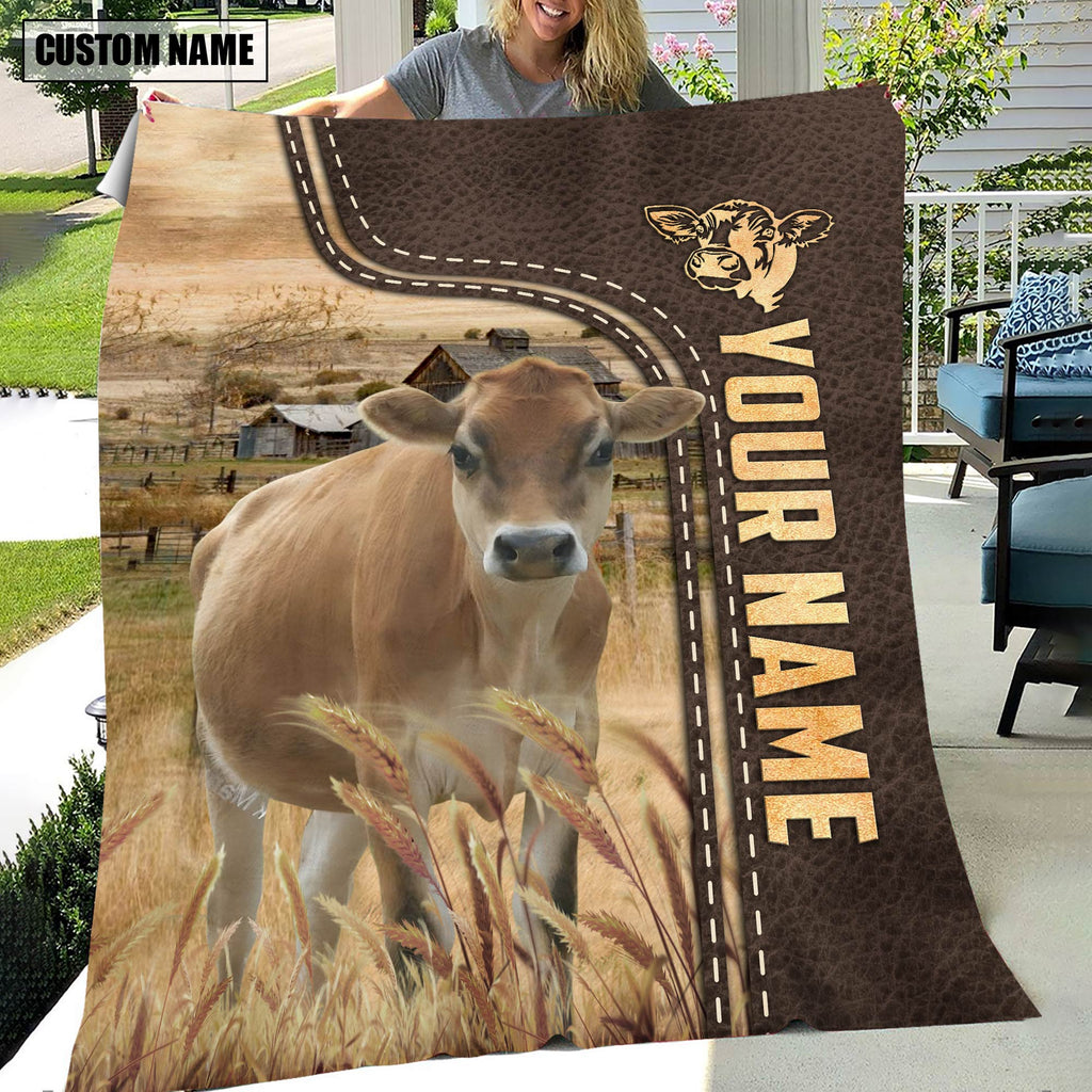 Personalized Name Jersey Leather Pattern Blanket