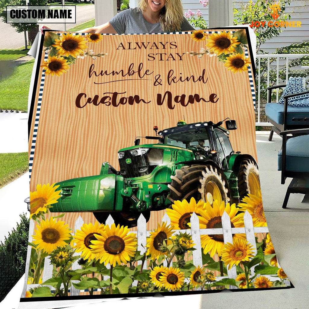 Farm Tractor Custom Name - Always Stay Humble and Kind Blanket