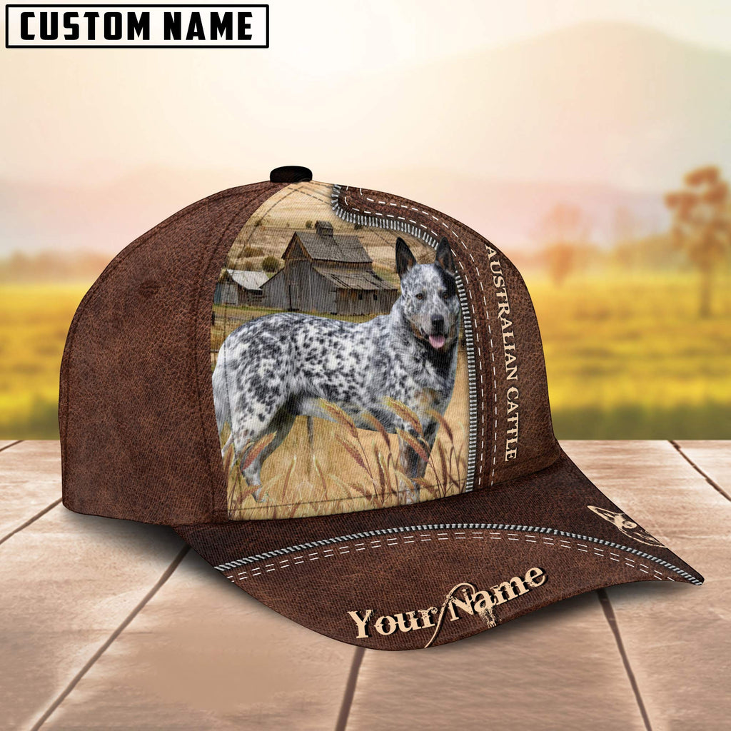 Australian Cattle Dog Customized Name Leather Pattern Cap