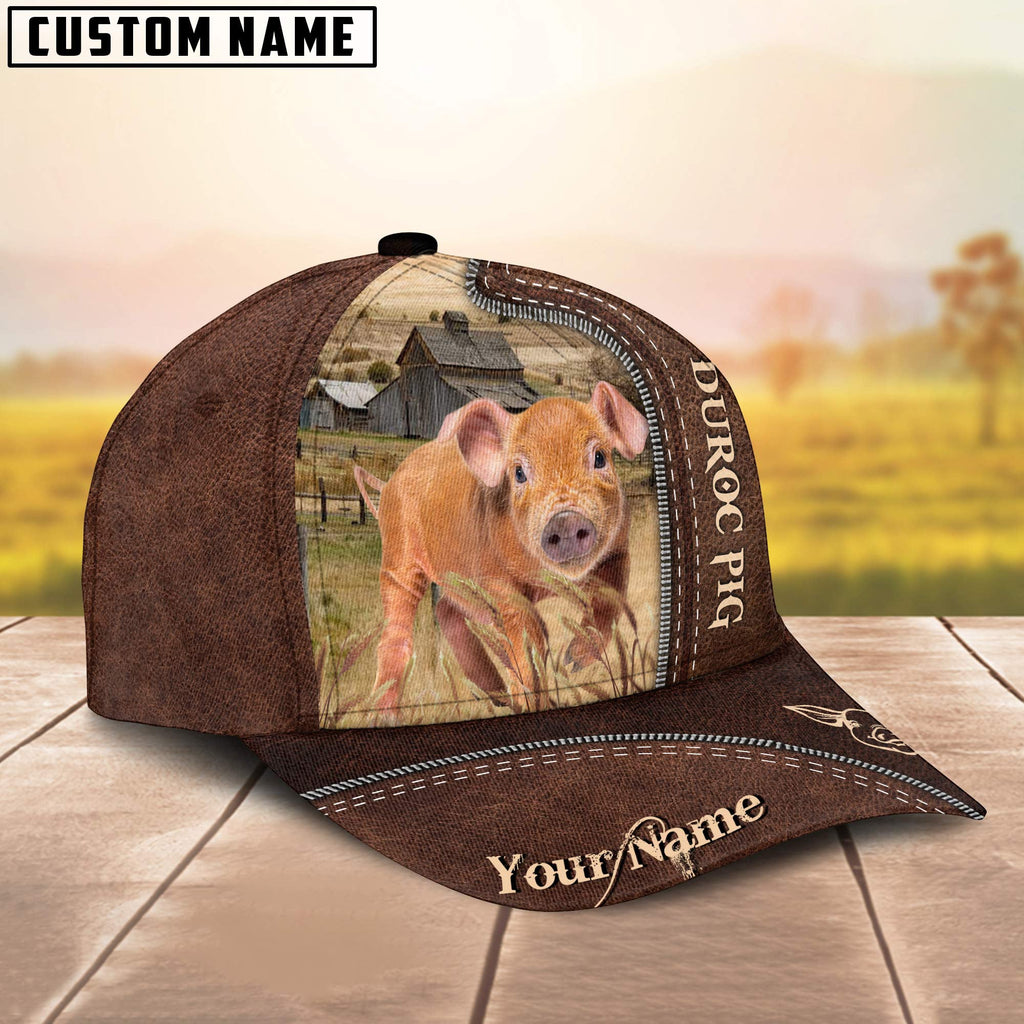 Pig Brownie Customized Name Leather Pattern Cap