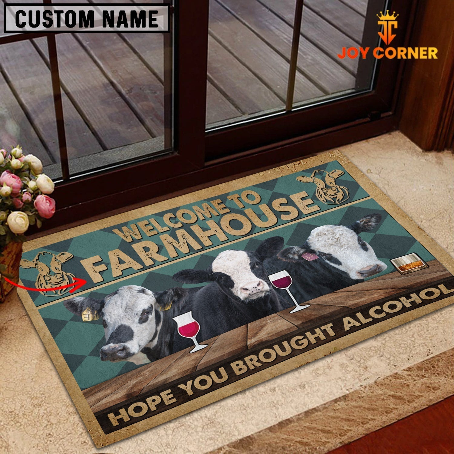 Black Baldy Hope You Bought Alcohol Custom Name Doormat