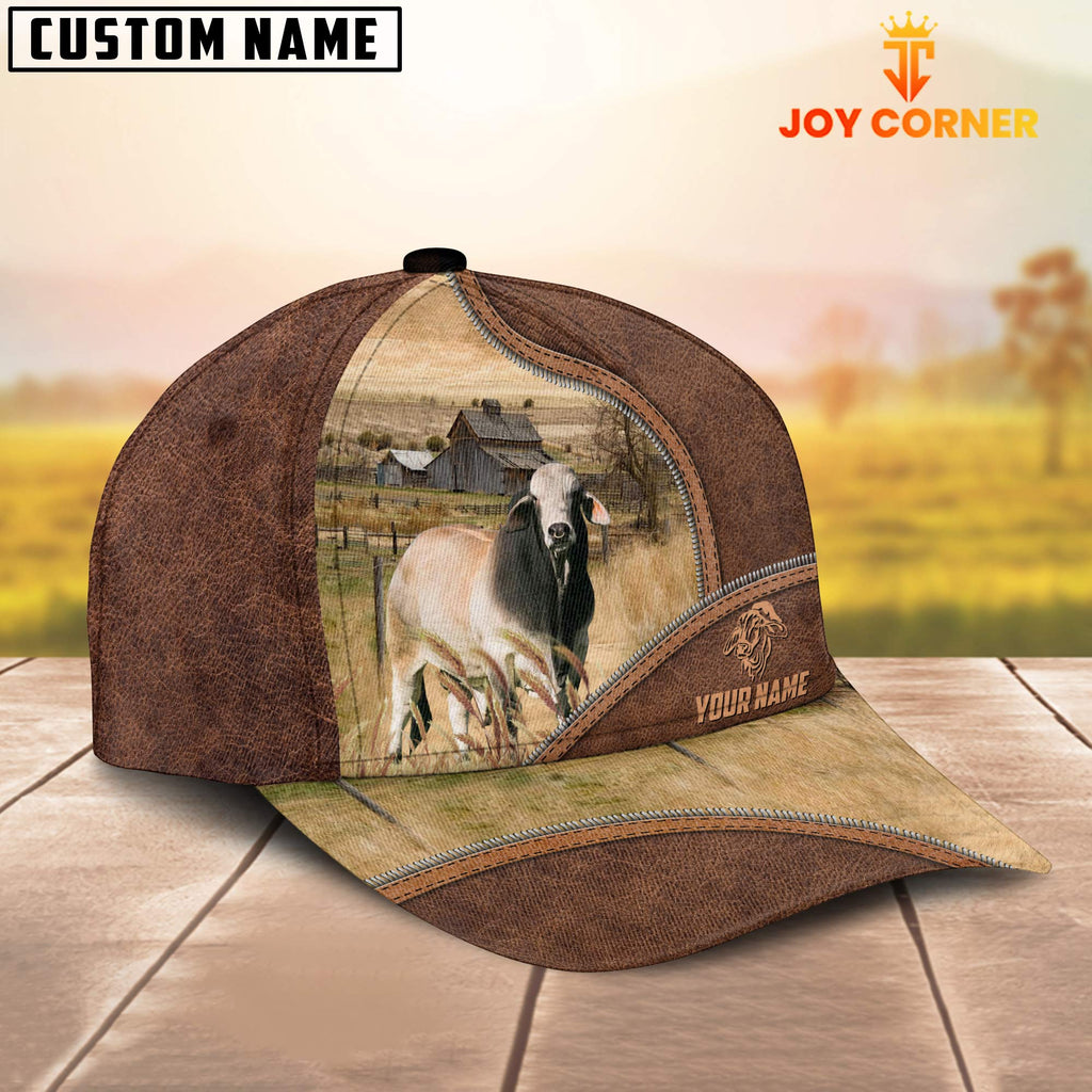 Brahman Zipper Leather Pattern Customized Name Cap