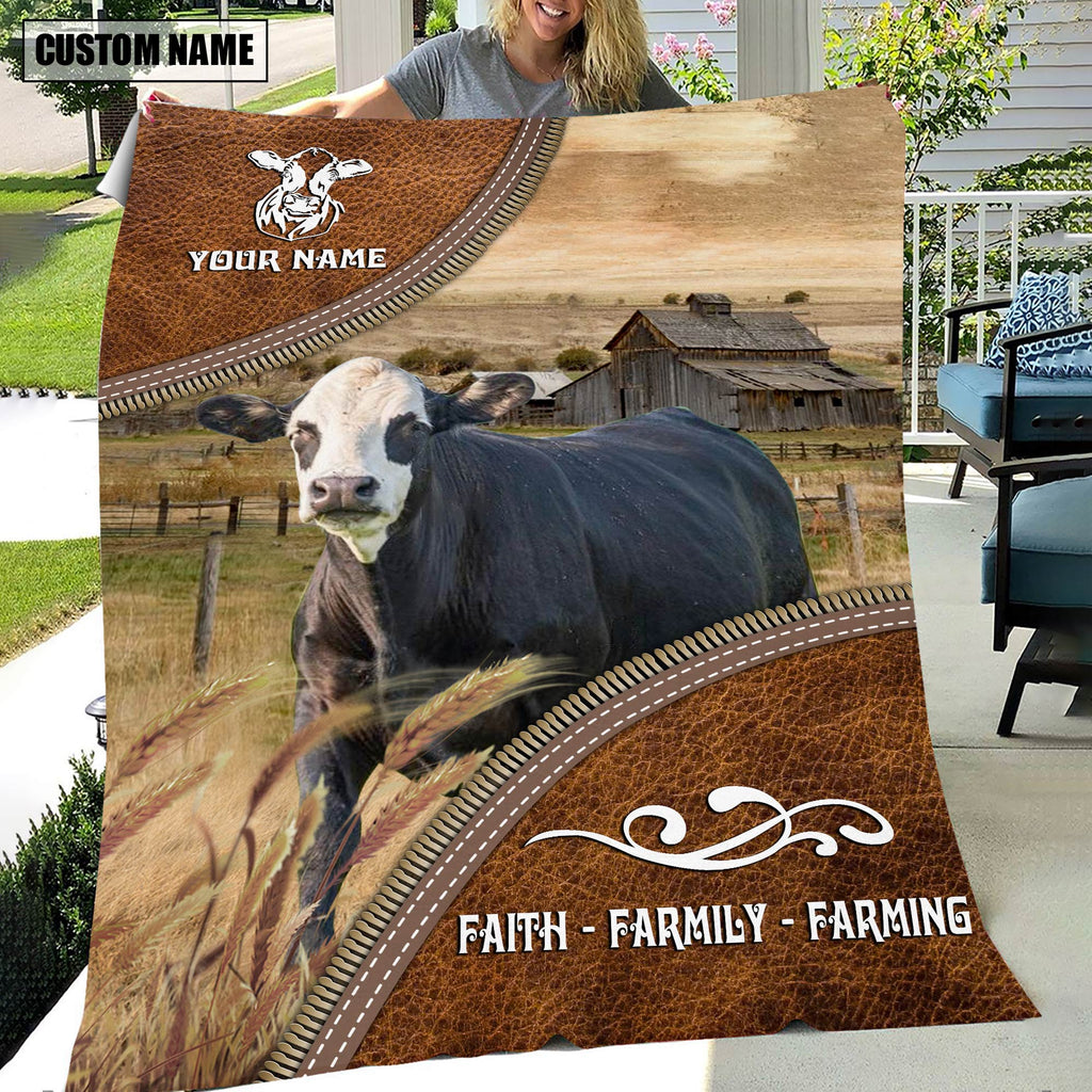 Personalized Name Black Baldy Faith Family Farming Blanket