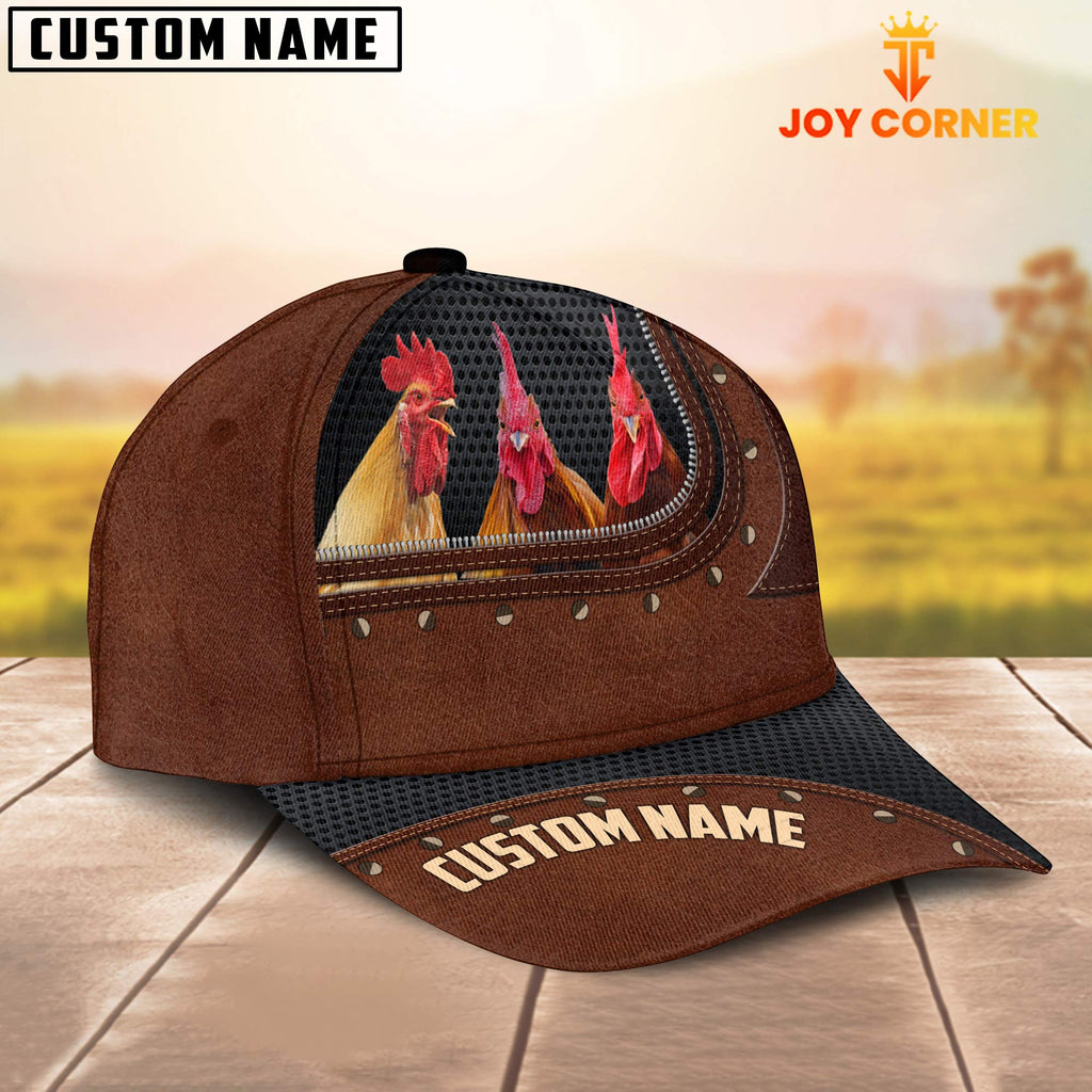 Rooster Happiness Zipper Pattern Customized Name Cap