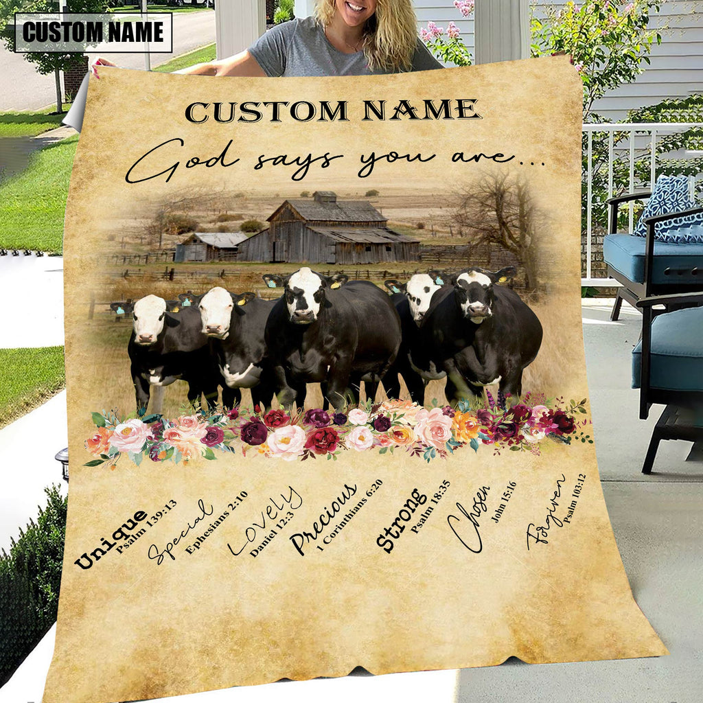 God Says You Are - Personalized Name Black Baldy Blanket