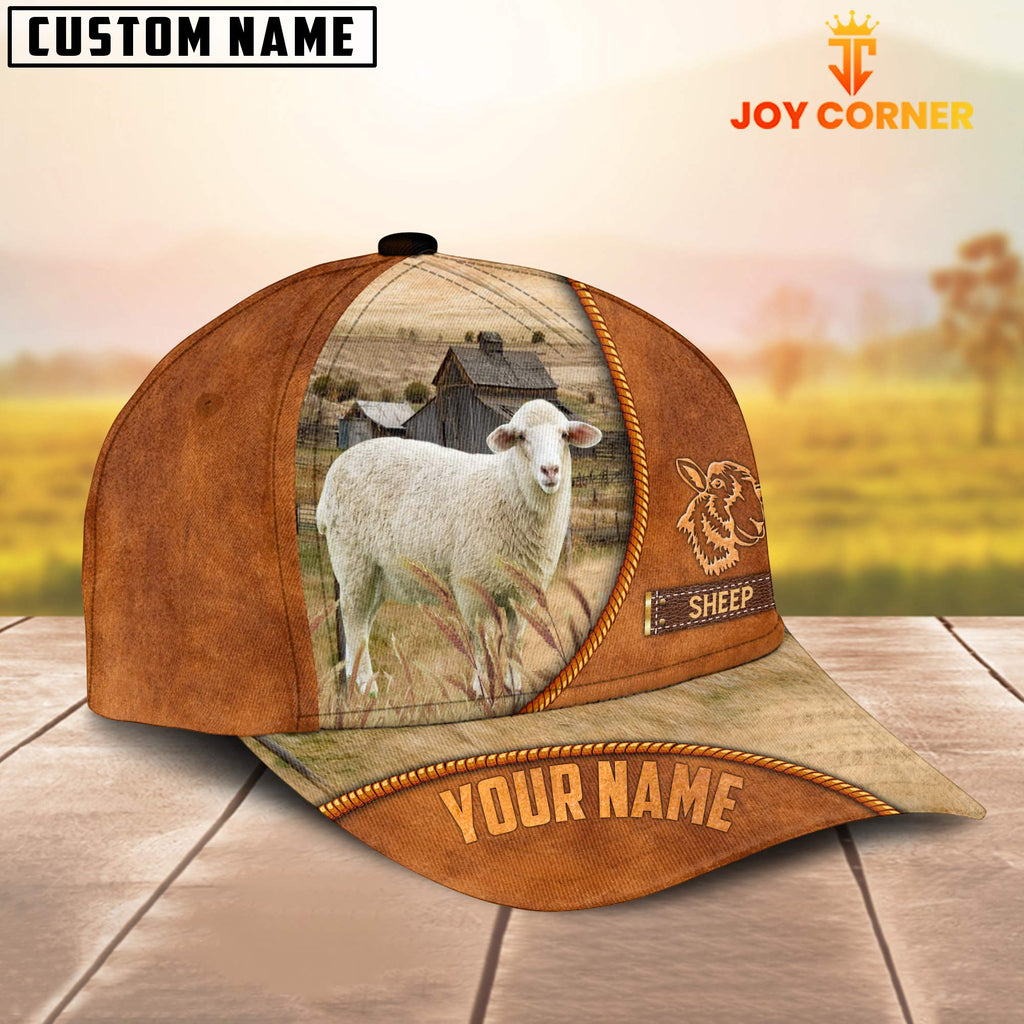 Custom Name Sheep Leather Pattern Cap