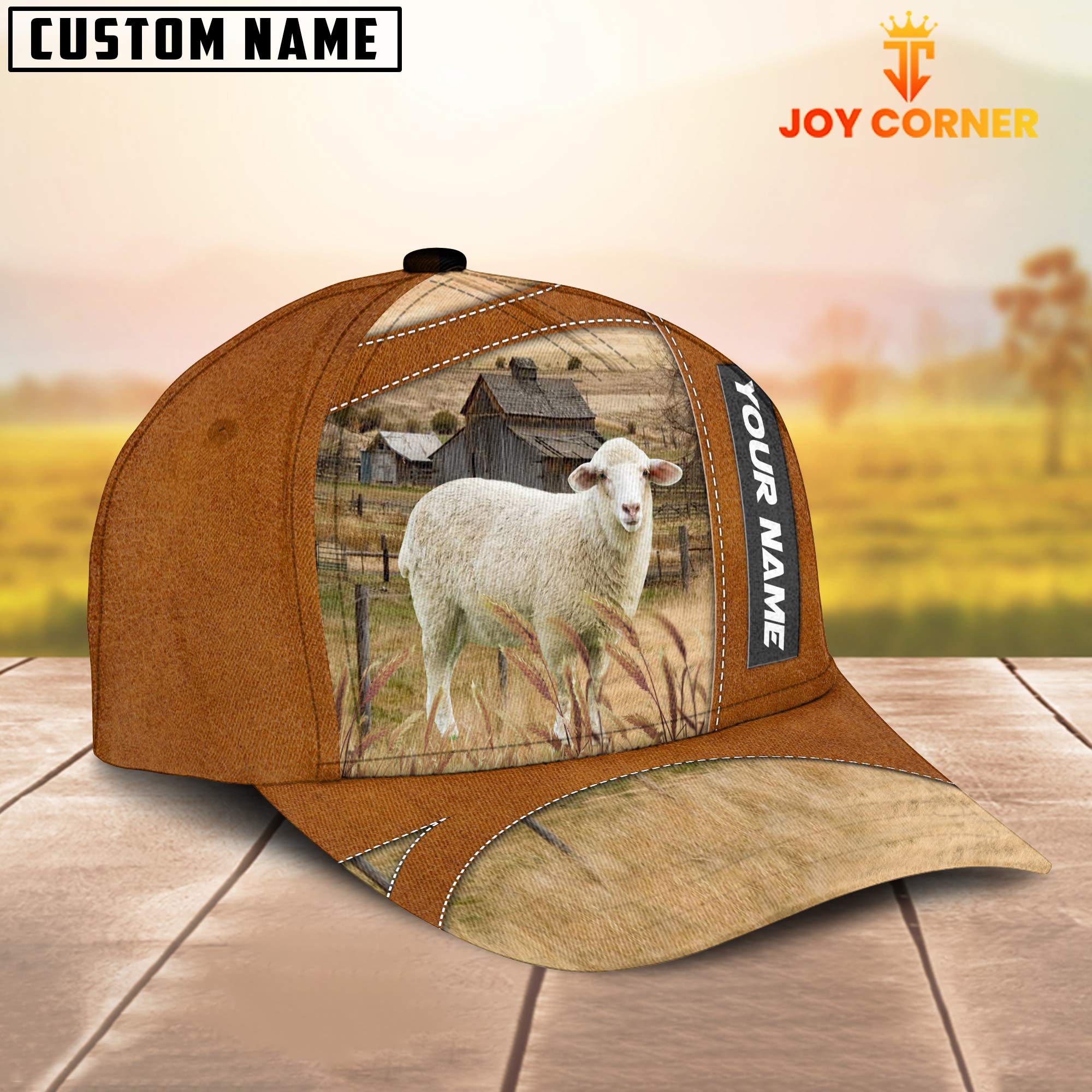 Sheep Customized Name Brown Cap