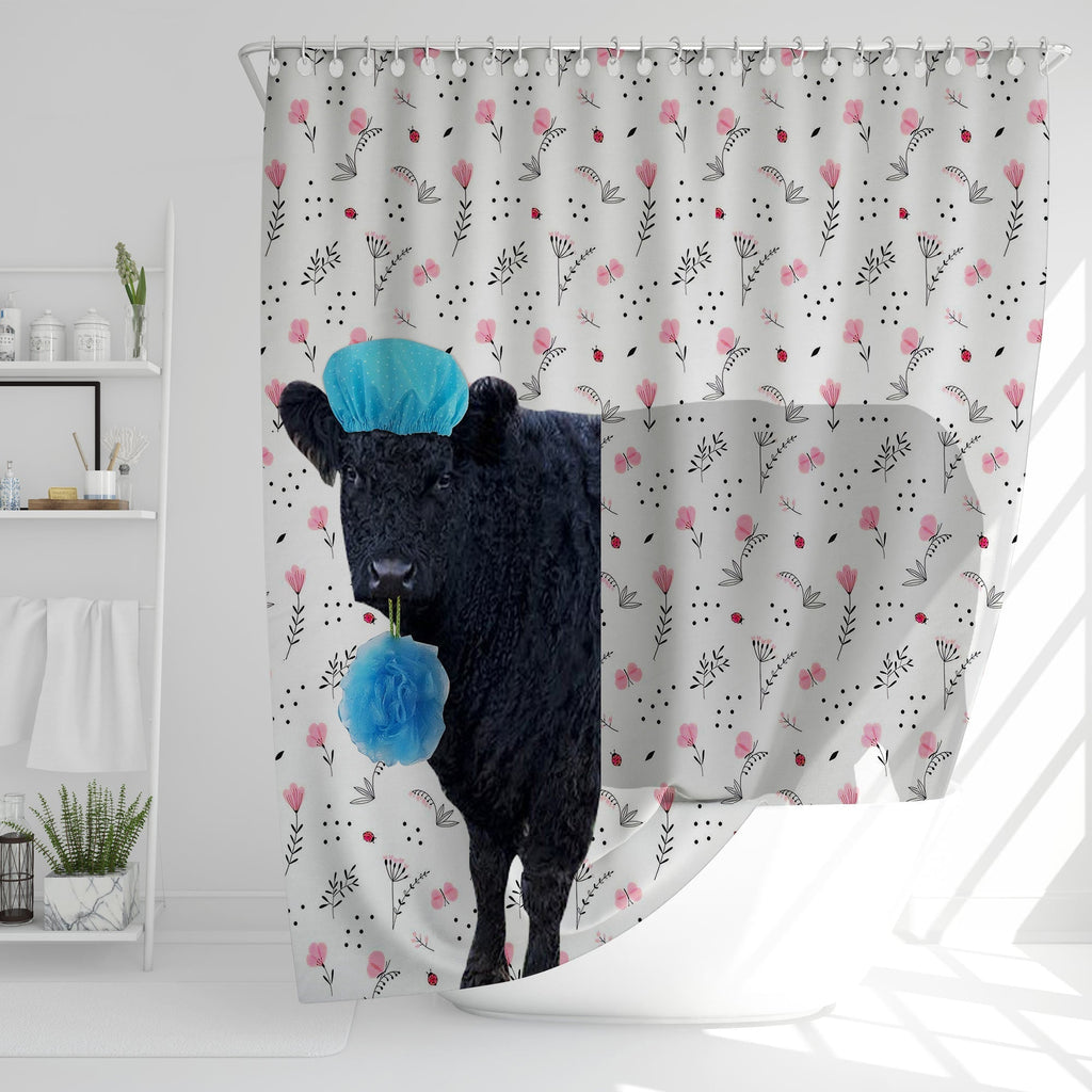 Belted Galloway Flower 3D Shower Curtain