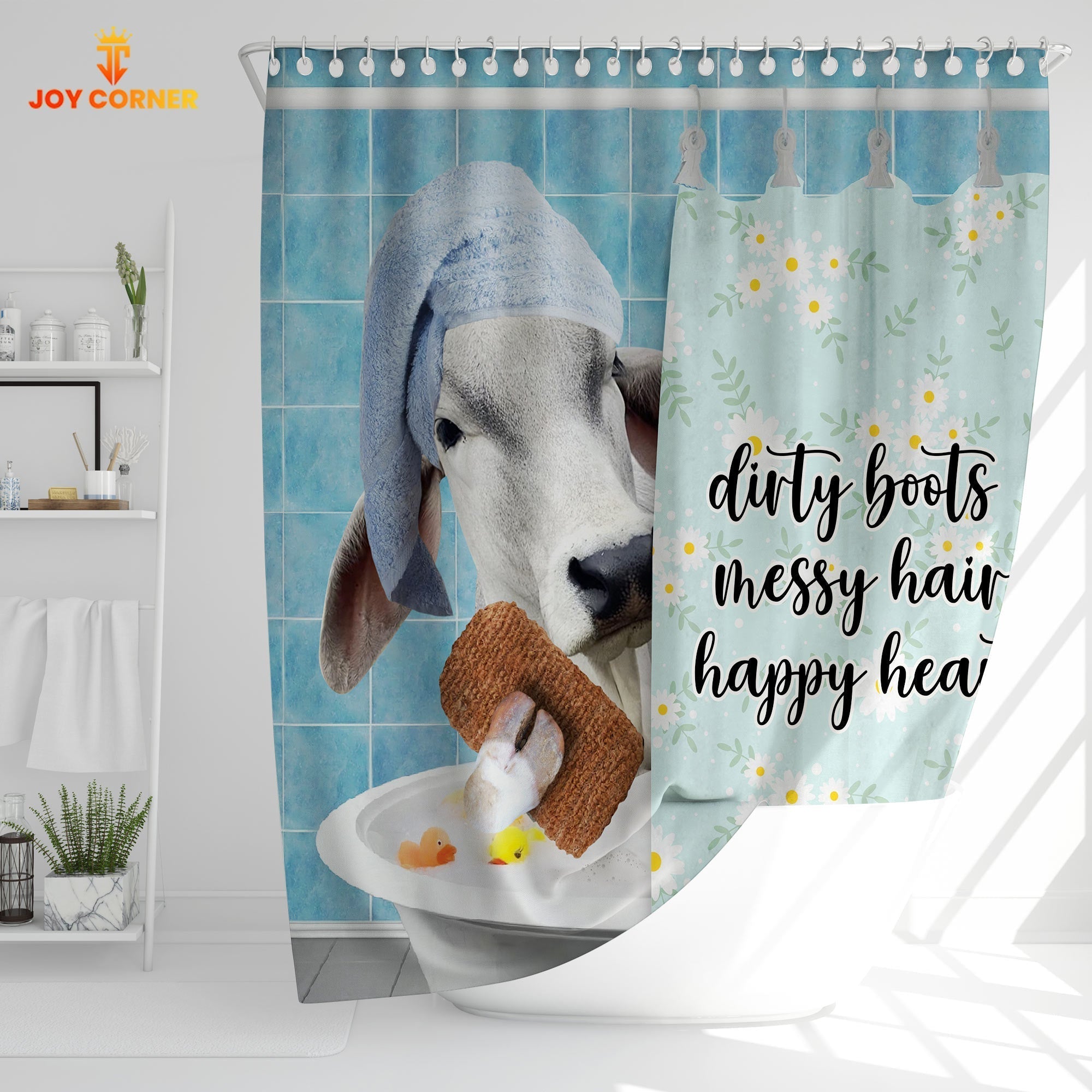 Brahman Dirty Boots, Messy Hair, Happy Heart  3D Shower Curtain
