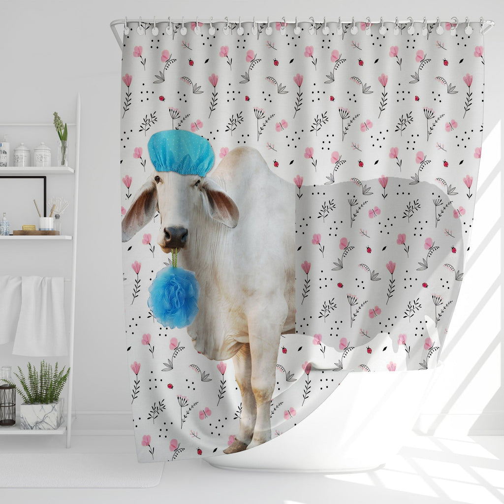 Brahman Cattle Flower 3D Shower Curtain