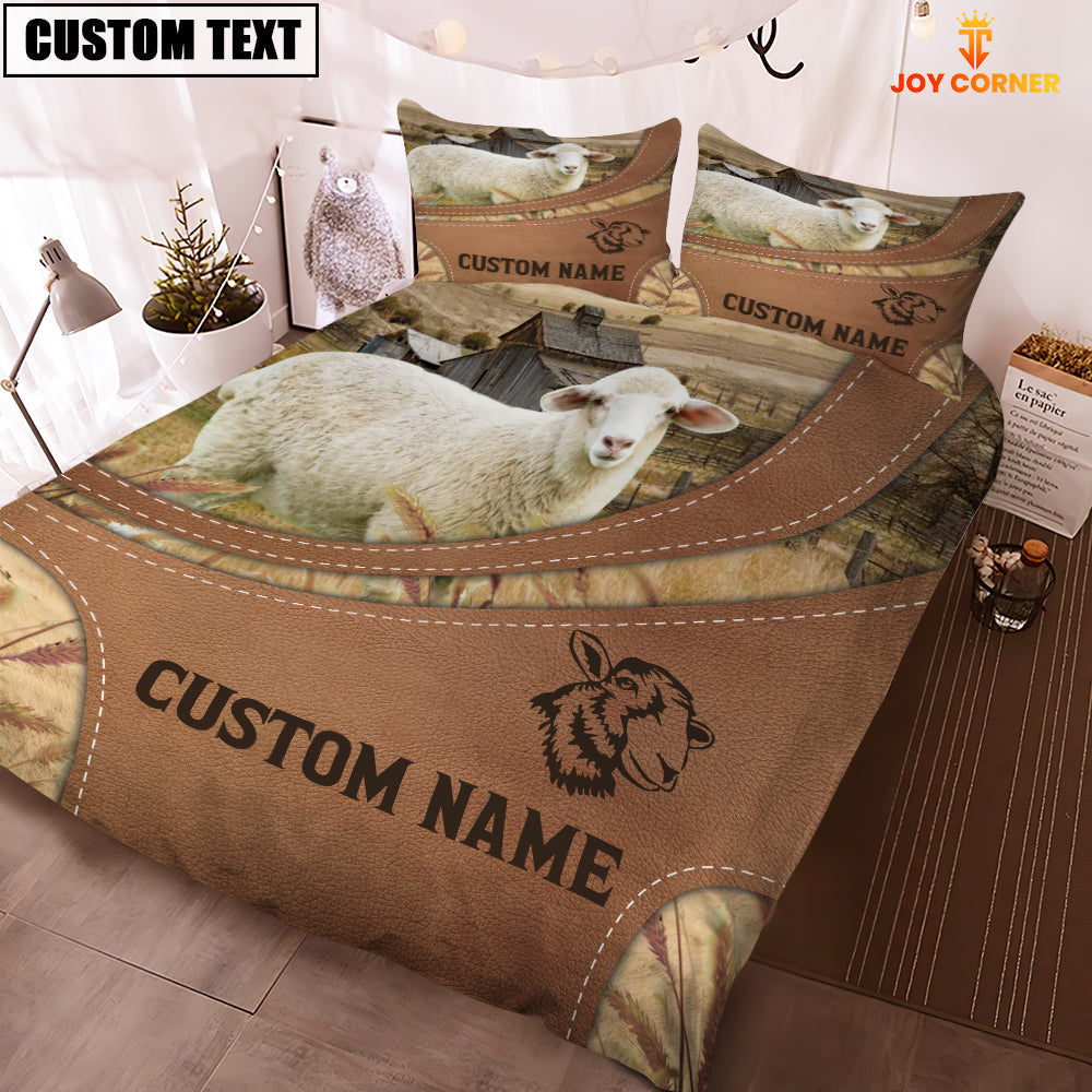 Custom Name Sheep On Farm Bedding Set