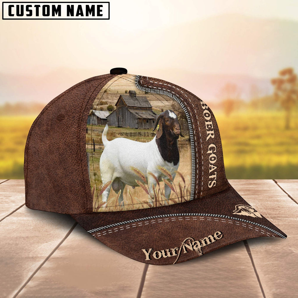 Boer Goats Customized Name Leather Pattern Cap