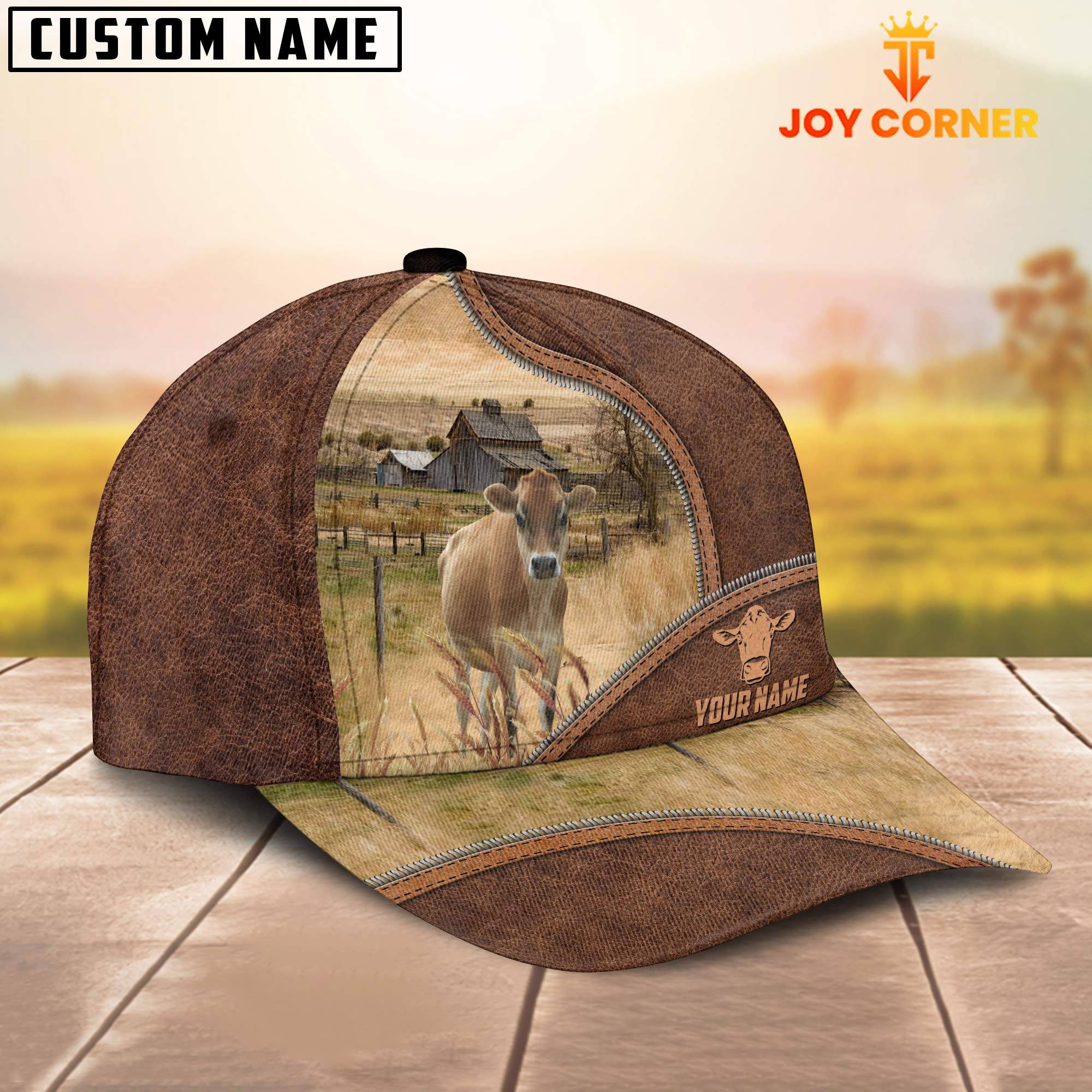 Jersey Zipper Leather Pattern Customized Name Cap
