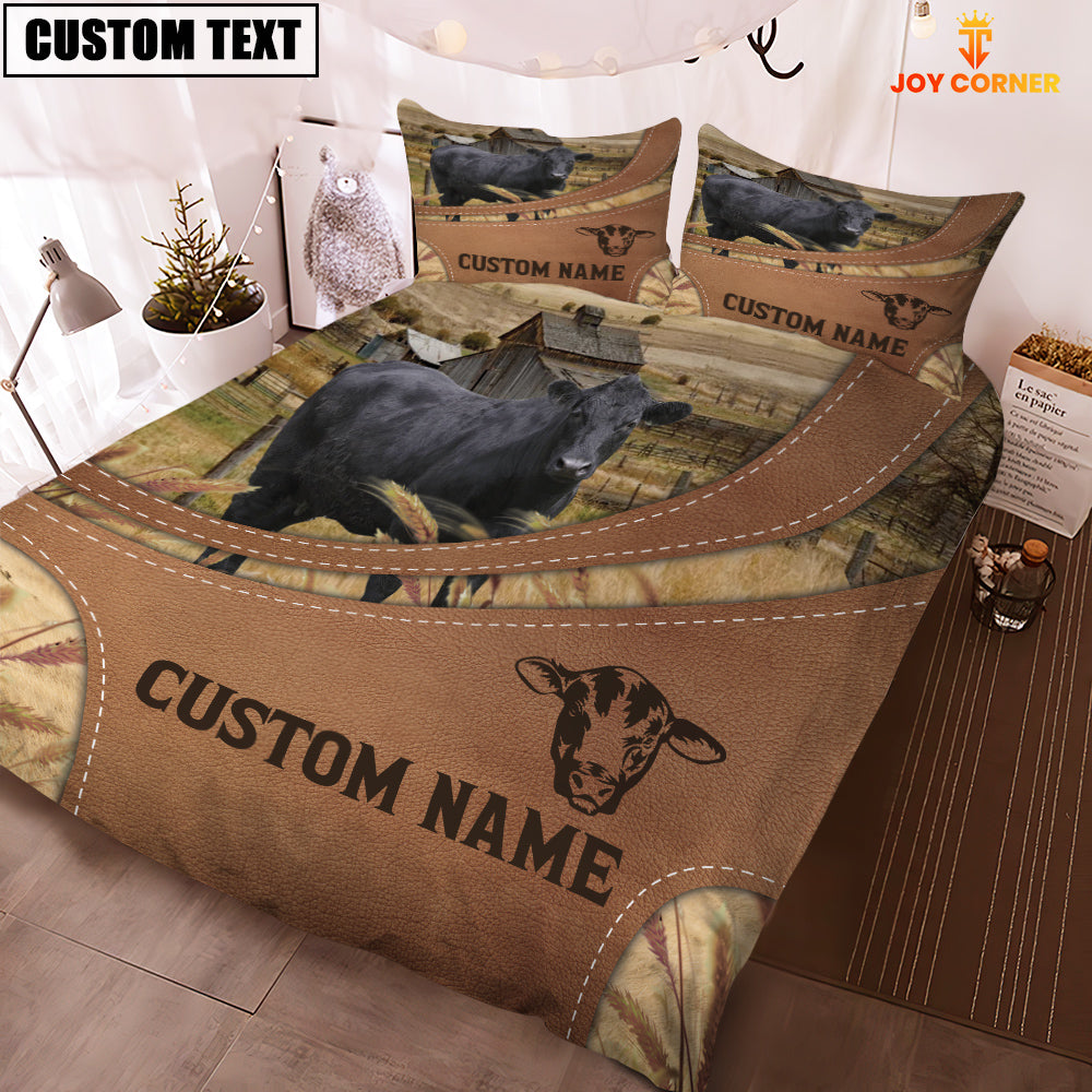 Custom Name Black Angus On Farm Bedding Set