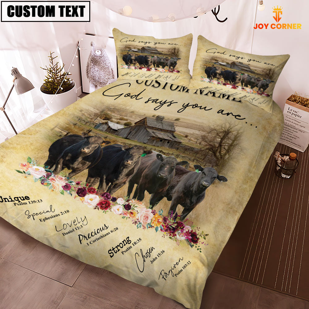 Black Angus God Says You Are Custom Name Bedding Set