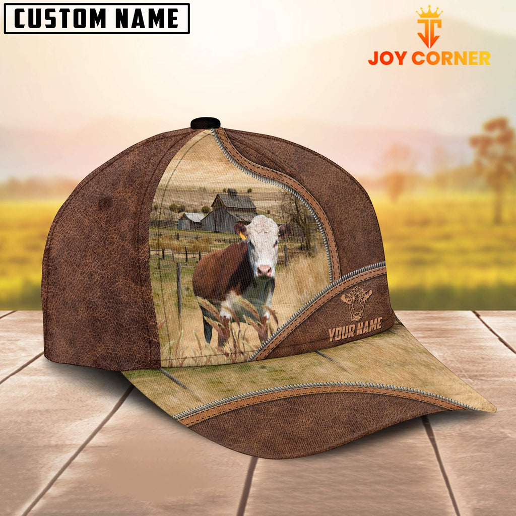 Hereford Zipper Leather Pattern Customized Name Cap