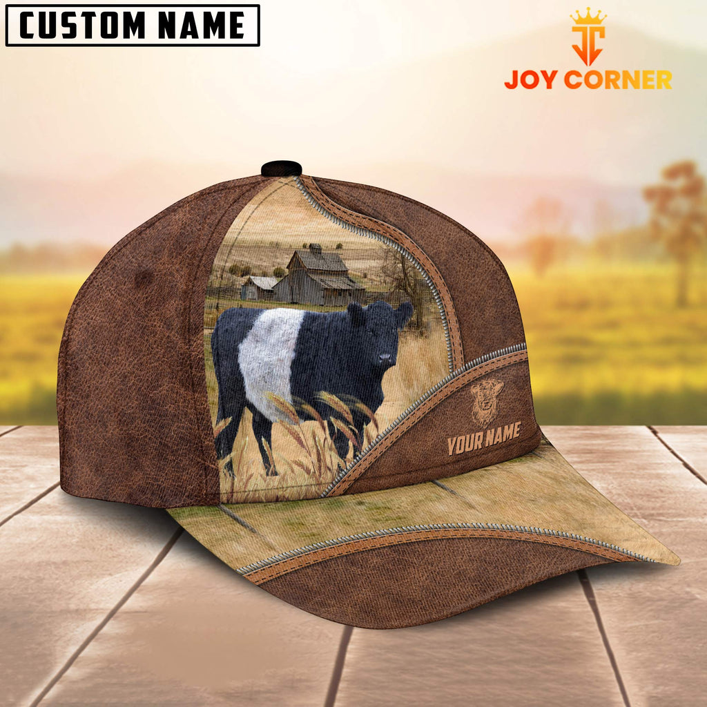 Belted Galloway Zipper Leather Pattern Customized Name Cap