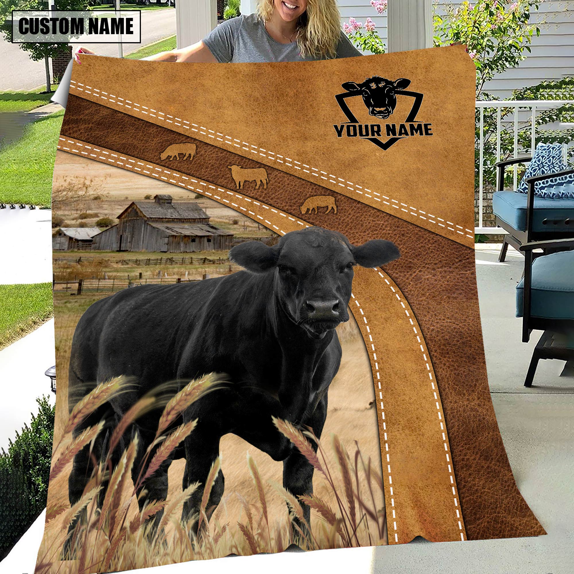 Black Angus Custom Name Blanket Collection