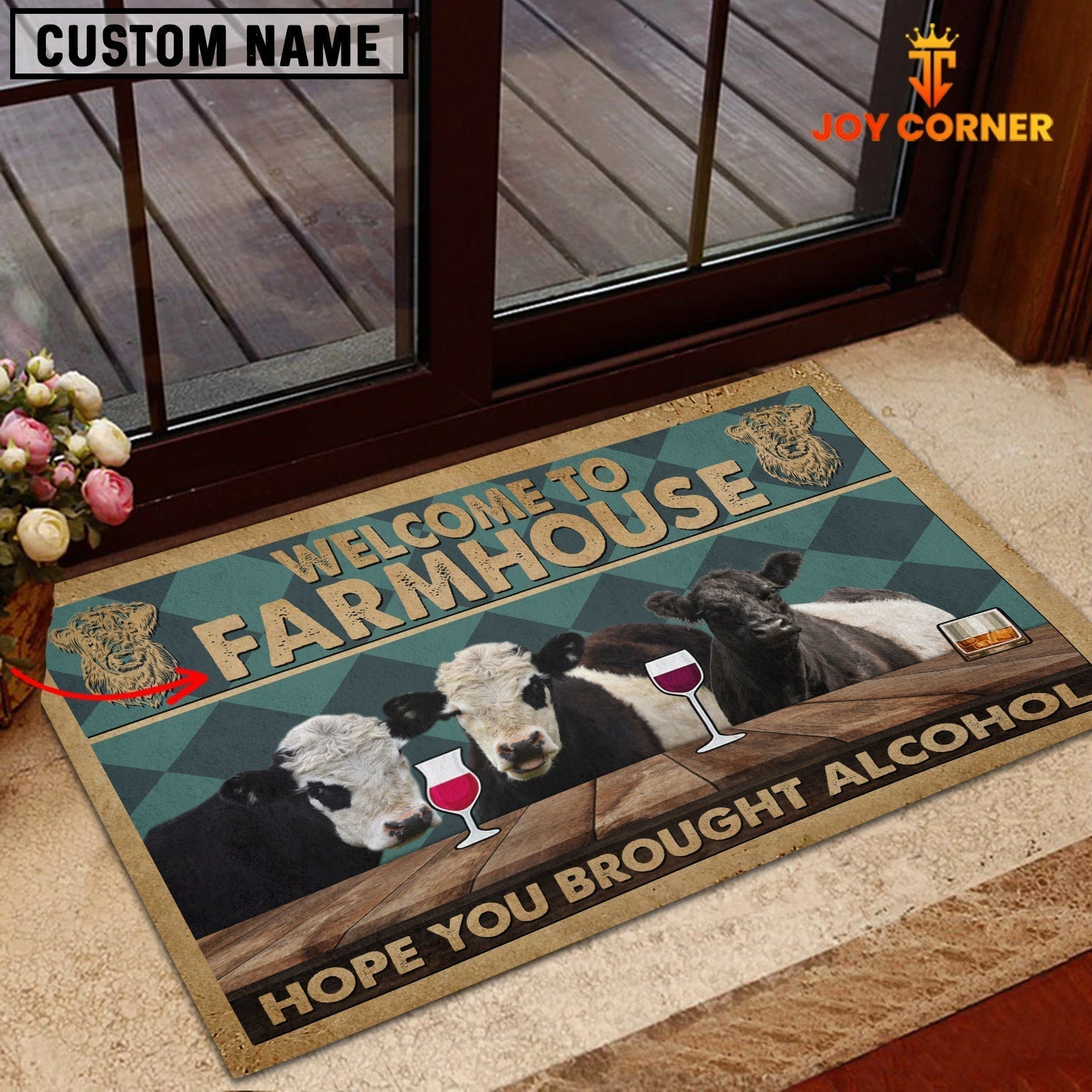 Belted Galloway Hope You Bought Alcohol Custom Name Doormat