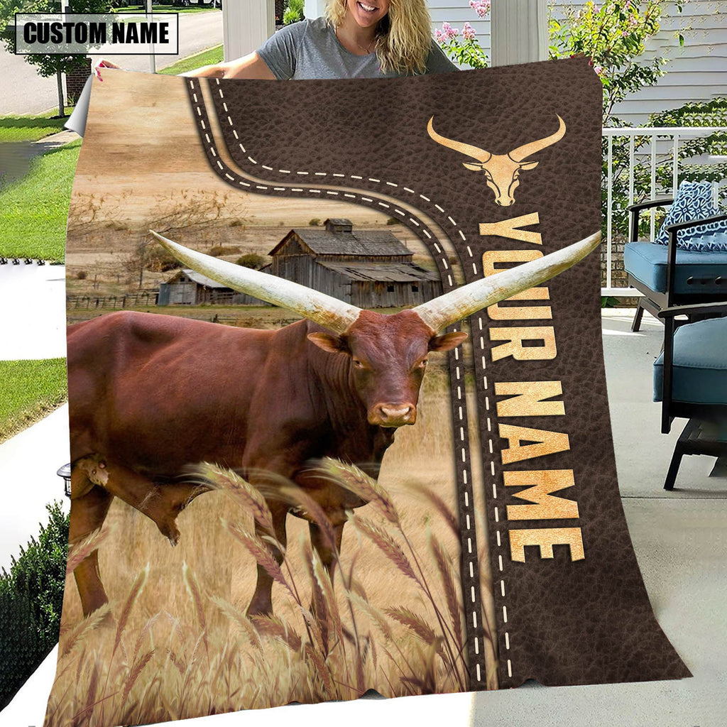 Personalized Name Watusi Leather Pattern Blanket
