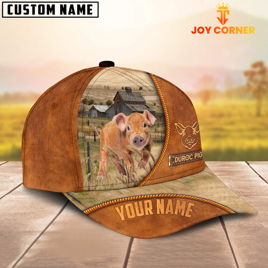 Custom Name Duroc Pig Leather Pattern Cap