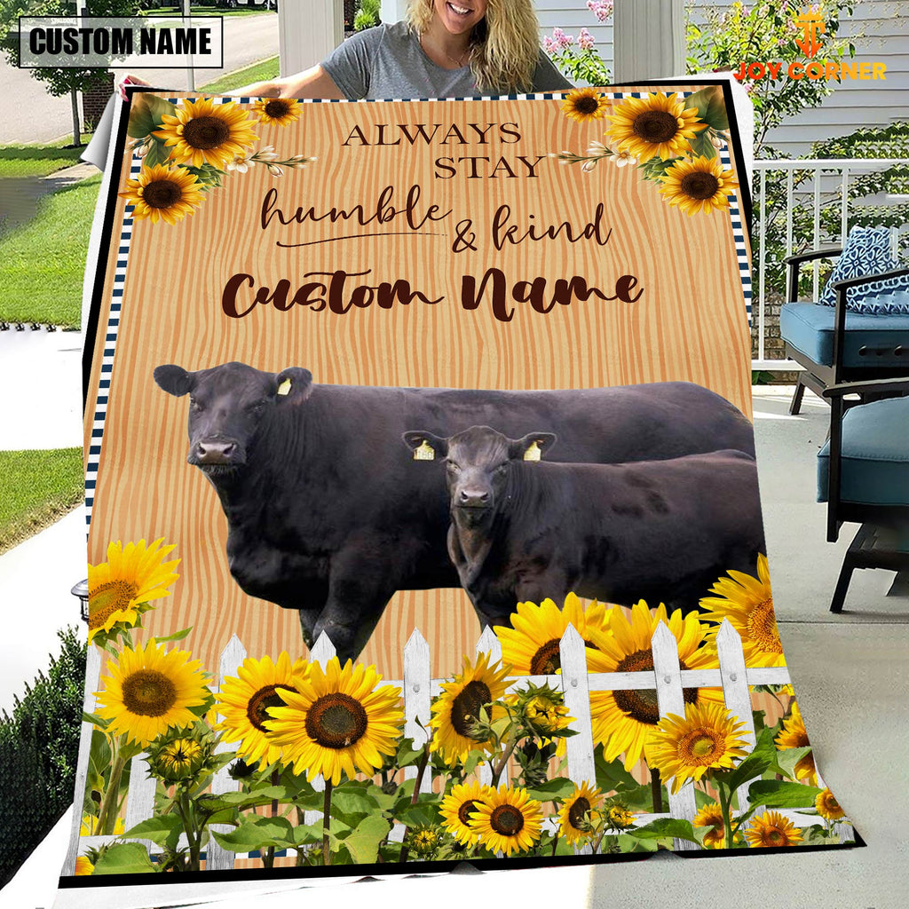 Black Angus Custom Name - Always Stay Humble and Kind Blanket