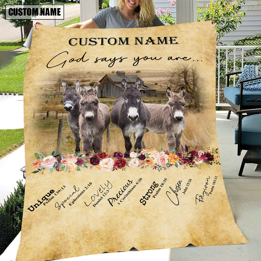 God Says You Are - Personalized Name Donkey Blanket